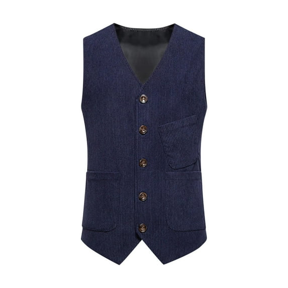 Men's Corduroy Suit Vest V Neck Cowboy Vest Vintage 5 Snaps Western Business Vests Casual Waistcoat for Wedding Prom