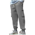 thumbnail image 1 of Men's Corduroy Sweatpants Drawstring Elastic Cuffs Cargo Joggers with Pockets Gray S, 1 of 6