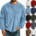 thumbnail image 1 of Men's Corduroy Top Crew Neck Long Sleeve T-Shirts Casual Sweatshirt With Pockets Solid Color Loose Fit Pullover Winter Workout, 1 of 6