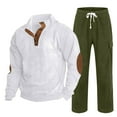 thumbnail image 1 of Men's Corduroy Tracksuit 2 Piece Outfits, Long Sleeve Button Up Henley Shirts and Drawstring Pants Jogging Suits, 1 of 7