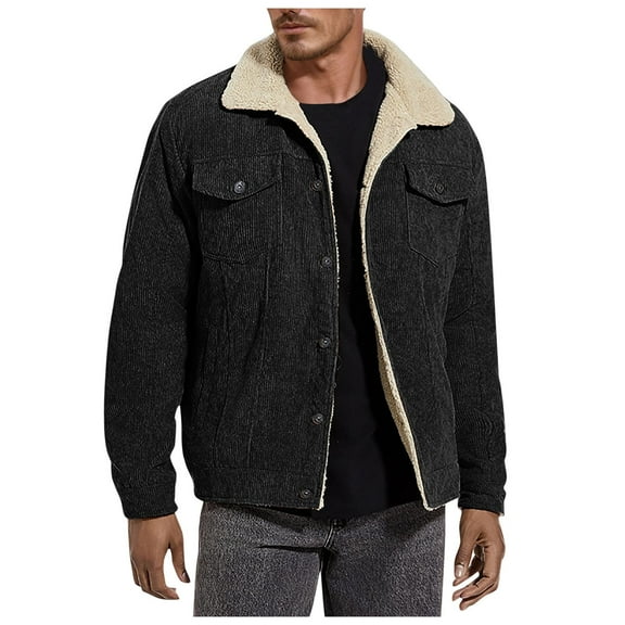 Men's Corduroy Velvet Sweater Coat Lapel Button Cardigan Jacket Warm Casual Business Fashion Outerwear