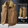 thumbnail image 1 of Men's Corduroy Winter Vests Casual Fleece Lined Full Zip Lightweight Sleeveless Outerwear Warm Waistcoat Travel Jackets Reversible Wear Khaki 3XL, 1 of 9