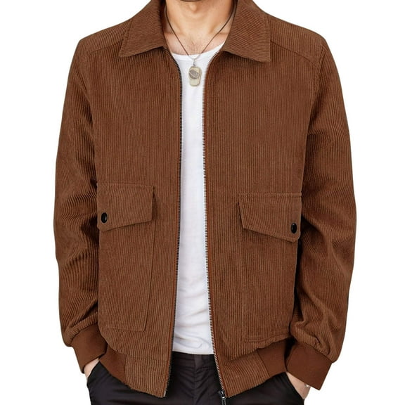 Men's Corduroy Zip - Up Jacket: Retro Style, Multi - Pocket for Casual & Outdoor Looks
