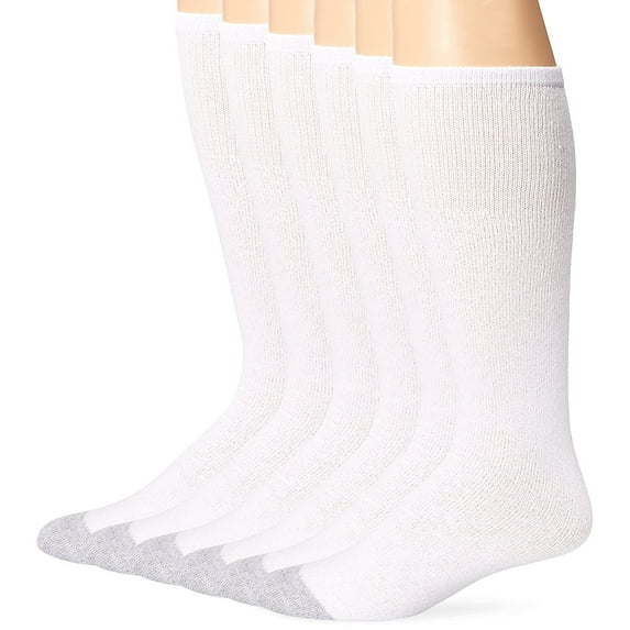 Men`s Core 6 Pack Over the Calf Socks, 6-12, White