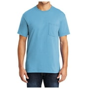 Men's Core Blend Cotton/Polyester Pocket Tee Aquatic Blue Small