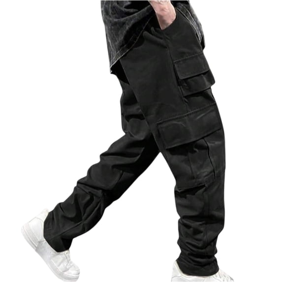 Men's Core Cargo Military Pants Water Resistant Elastic Waist Cargo Pants with Multi-Functional Pockets Big and Tall Pants Classic Hunting Ripstop Hiking Cargo Pants Trousers,Black M