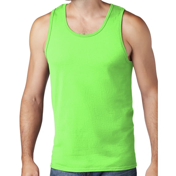 Men's Core Value Mid-weight Tanktop, Large Neon Green