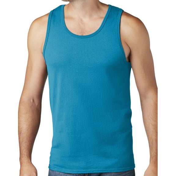Men's Core Value Mid-weight Tanktop, Small Neon Blue