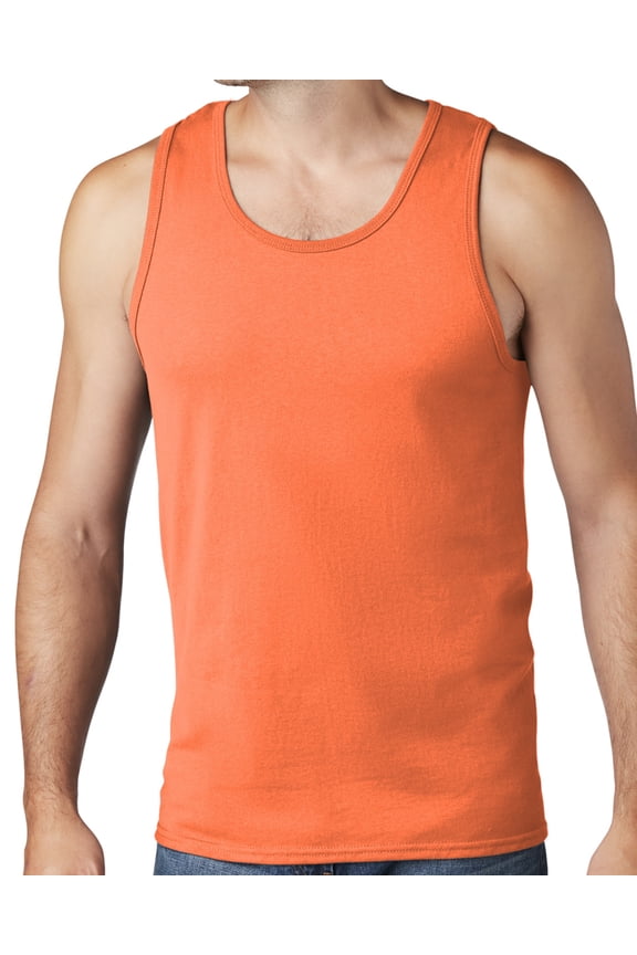 Men's Core Value Mid-weight Tanktop, Small Neon Orange