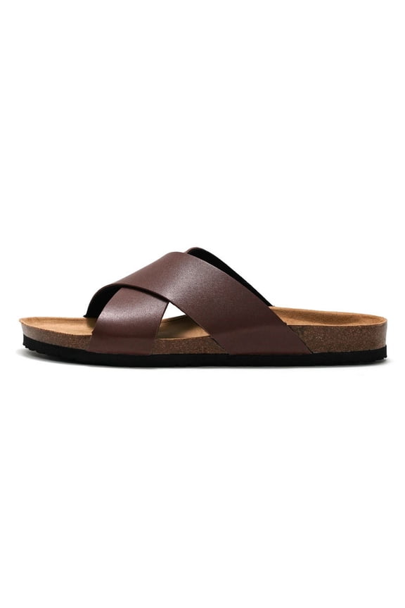 Men's Cork Sandals Cross Strap Comfortable Beach Slides