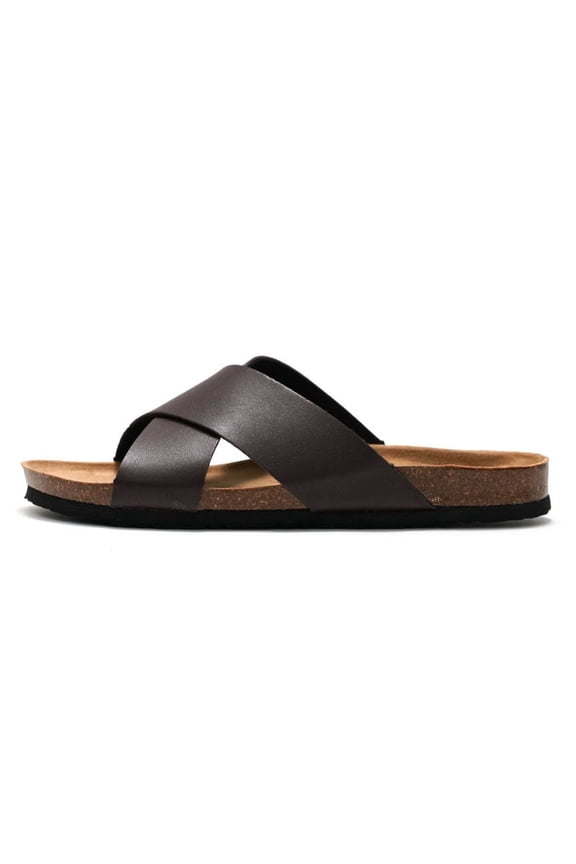 Men's Cork Sandals Cross Strap Comfortable Beach Slides