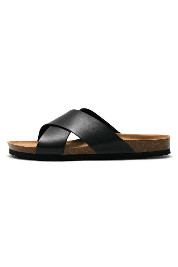 Men's Cork Sandals Cross Strap Comfortable Beach Slides