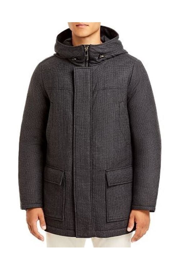 Men's Corneliani Charcoal Wool Houndstooth Parka Jacket  IT 54 54R US 44R 44