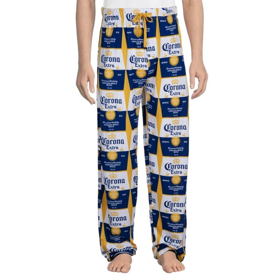 Men's Corona Graphic Sleep Pants, Poly Spandex Beer Pajama Bottoms, Up to 2XL
