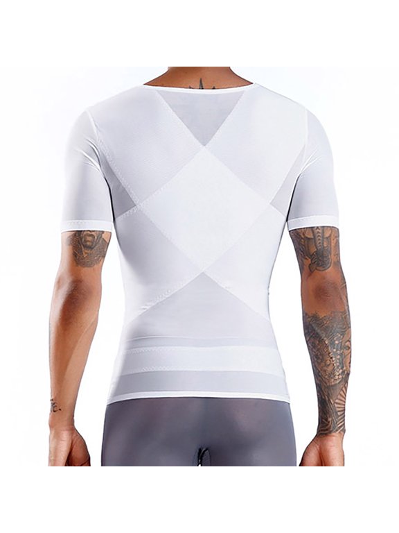 Men’s Corset Shapewear Control Fitness Vest Body Molding Short Sleeve Top
