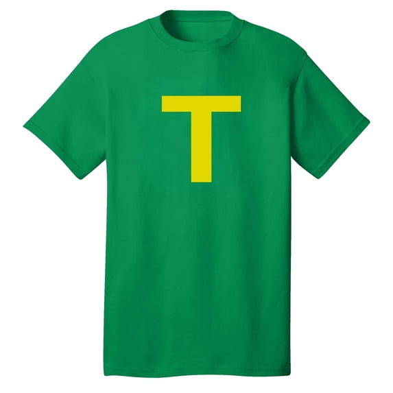 Men's Costume T-Shirt Graphic Tee with Bold Letter Cosplay Halloween Outfit, Kelly X-Large