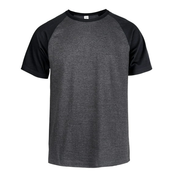 Men's Cotton Baseball T-Shirts Short Sleeve Crew Neck Classic Tee Shirt, Black/Charcoal Gray, Small, 1 Pack