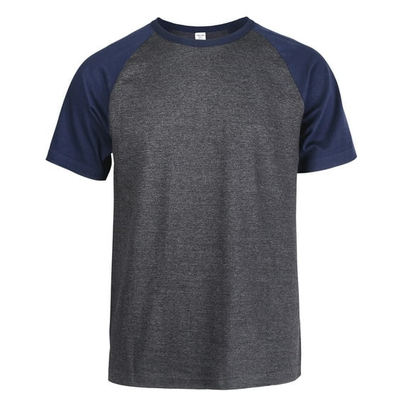 Men's Cotton Baseball T-Shirts Short Sleeve Crew Neck Classic Tee Shirt, Navy/Charcoal Gray, X-Large, 1 Pack