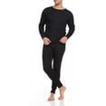thumbnail image 1 of Men's Cotton Blend Brushed Lined Thermal Top & Bottom Underwear Set, Black, X-Large, 1 of 5