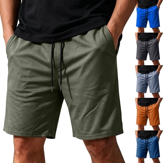 Men's Cotton Blend Drawstring Shorts Lightweight Quick Dry Athletic Workout Gym Running Casual Summer Sports Shorts for Men