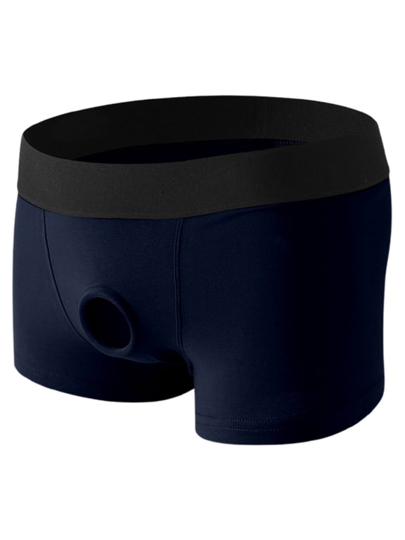 Men’s Cotton Blend Hollow Out Boxer Briefs, Pothole Cutout Underwear, Comfortable Elastic Waist Trunks