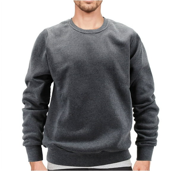 Men's Cotton Blend Jersey Sweatshirt Classic Long Sleeve Crewneck Sweater (Charcoal, S)