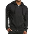 thumbnail image 1 of Men's Cotton Blend Lightweight Fleece Lined Sport Gym Zip Up Sweater Hoodie, Black 3XL, 1 Count, 1 Pack, 1 of 4