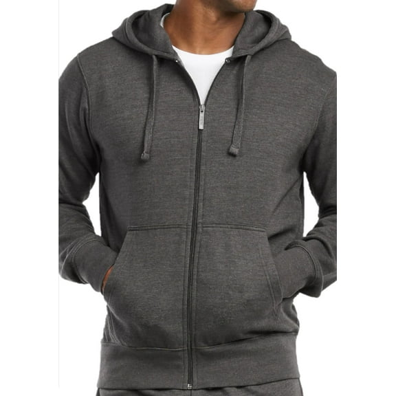 Men's Cotton Blend Lightweight Fleece Lined Sport Gym Zip Up Sweater Hoodie, Charcoal Gray L, 1 Count, 1 Pack