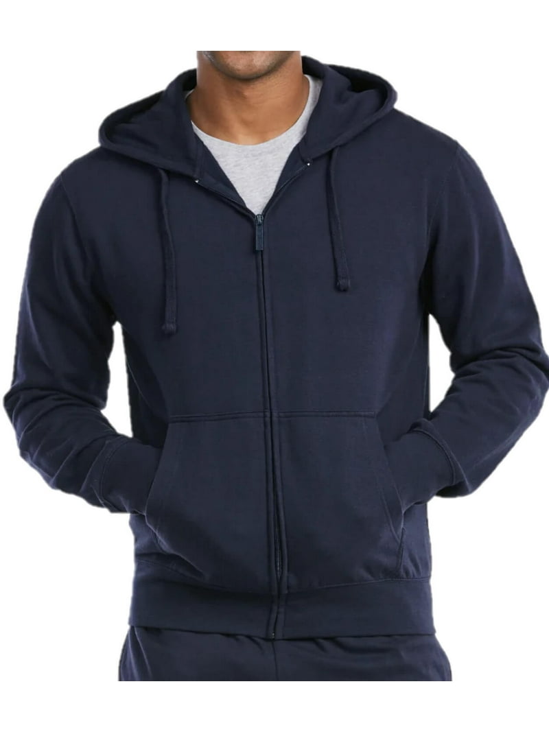Men's Cotton Blend Lightweight Fleece Lined Sport Gym Zip Up