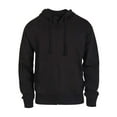 thumbnail image 1 of Men's Cotton Blend Lightweight Fleece Zip Up Hoodie Sweatshirt L, Black, 1 of 5