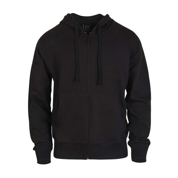 Men's Cotton Blend Lightweight Fleece Zip Up Hoodie Sweatshirt L, Black