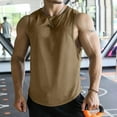 thumbnail image 1 of Men's Cotton Blend Sleeveless Muscle Shirts, Sizes S-3X Khaki 3XL, 1 of 3