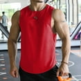 thumbnail image 1 of Men's Cotton Blend Sleeveless Muscle Shirts, Sizes S-3X Red 2XL, 1 of 3