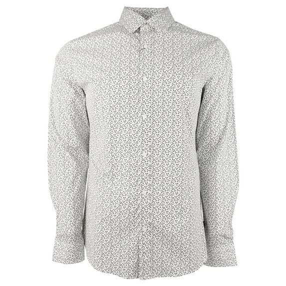 Men's Cotton Blend Slim Fit Long Sleeve Shirt Wht Large