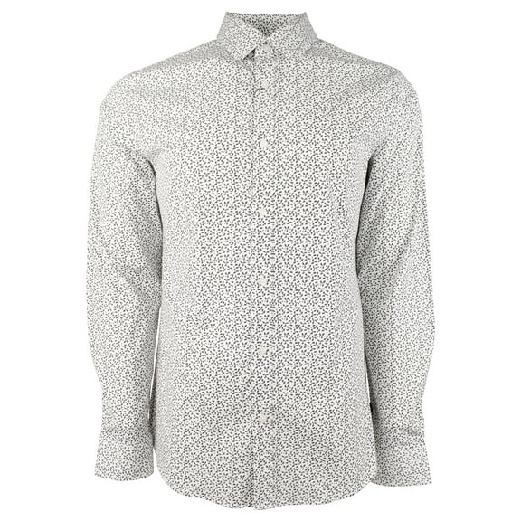 Men's Cotton Blend Slim Fit Long Sleeve Shirt Wht Small