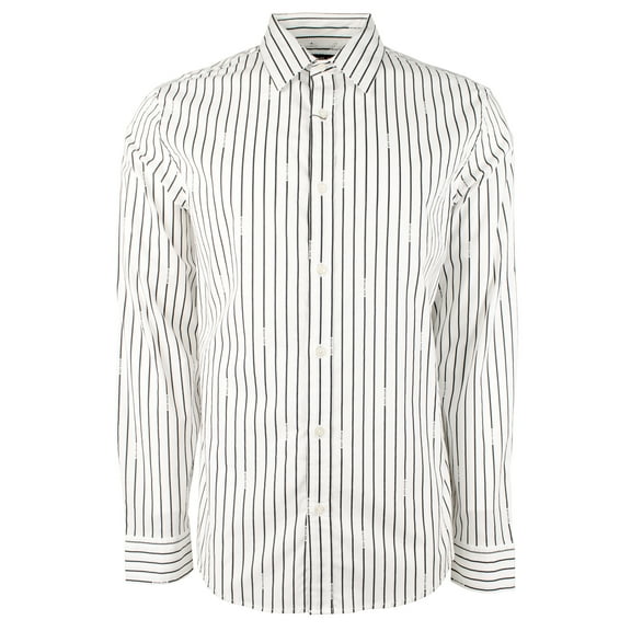 Men's Cotton Blend Slim Fit Long Sleeve Shirt Wht X-Large