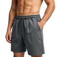 thumbnail image 1 of Men's Cotton Blend Straight Leg Sweat Shorts 7 Inch, Elastic Waist Drawstring Casual Shorts with Side Pockets, Loose Fit Breathable Workout & Lounge Shorts Dark Gray, 1 of 5