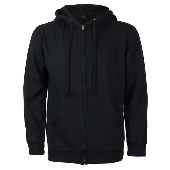 Men's Cotton Blend Zip Up Drawstring Fleece Lined Sport Gym Sweater Hoodie (Black,S)