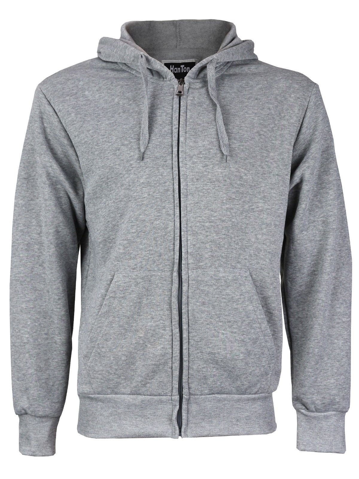 Men's Cotton Blend Zip Up Drawstring Fleece Lined Sport Gym Sweater Hoodie ( Light Grey,3XL) 