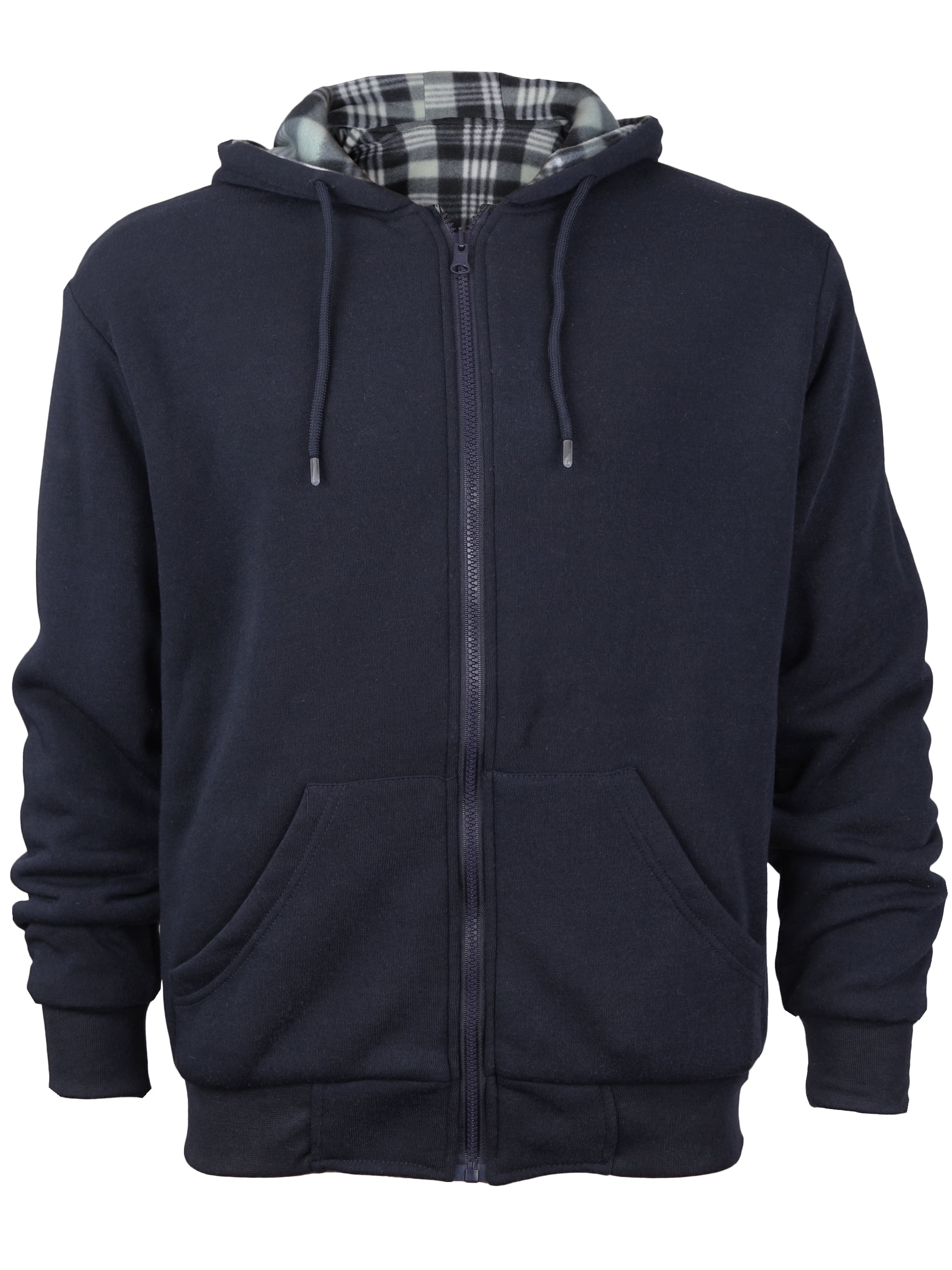 Men s Cotton Blend Zip Up Drawstring Fleece Lined Sport Gym Sweater Hoodie Reversible Navy S Walmart
