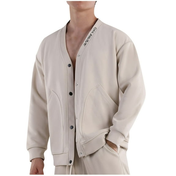 Men's Cotton Bomber Jacket Button Down Tops Long Sleeve Cardigans Casual Thermal Workwear Jacket Lightweight Flight Jackets Casual Softshell Varisty Jacket with Pockets