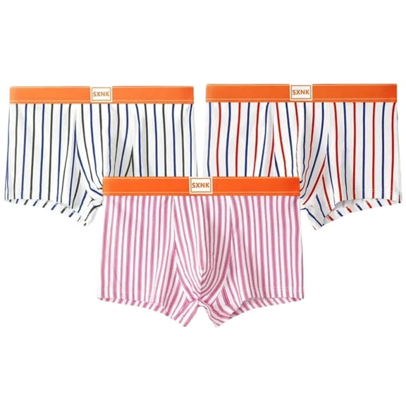 Men's Cotton Boxer Briefs Striped Design Everyday Underwear