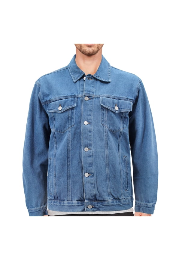 Men’s Cotton Button Up Casual Unlined Denim Classic Trucker Jean Jacket (Light Blue, 2XL)