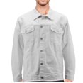 thumbnail image 1 of Men’s Cotton Button Up Casual Unlined Denim Classic Trucker Jean Jacket (White, M), 1 of 3