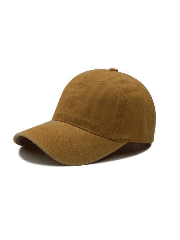 Men's Brown Cotton Canvas Cap, Adjustable HookandLoop Back Closure, MoistureWicking Coolmax Sweatband, MediumProfile Washed Baseball Cap