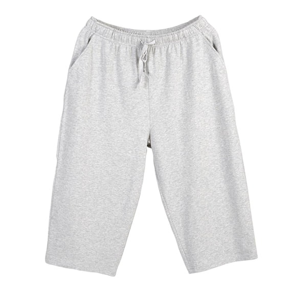 Men's Cotton Capri Pajama Pants Comfy Lounge Pj Bottoms Soft Casual Sleep Drawstring Pants with Pockets, Size L-4XL Gray