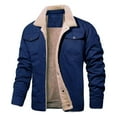 thumbnail image 1 of Men's Cotton Cargo Jackets Winter Lined Fleece Jackets Trucker Jacket,Blue,M, 1 of 3