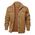 thumbnail image 1 of Men's Cotton Cargo Jackets Winter Lined Jackets Trucker Jacket,Coffee,L, 1 of 3