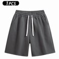 thumbnail image 1 of Men's Cotton Casual Athletic Shorts, Elastic Waist Drawstring Sweat Shorts with Side Pockets, Relaxed Fit Summer Workout Daily Wear Shorts, Multiple Colors Available, 1 of 5