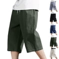 thumbnail image 1 of Men's Cotton Casual Loose Straight Leg Shorts, Trousers, Joggers, Elastic Waist, Breathable, Lightweight, Drawstring, Summer Essentials, Daily Wear | JASKFLY,Army Green L, 1 of 7